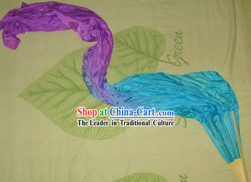 Chinese Colour Transition Silk Fan with Long Fabric