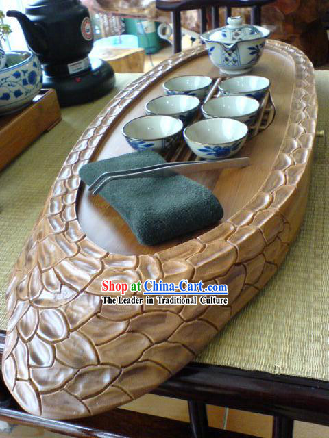 Chinese Stunning Hand Carved Dragon Scale Tea Tray