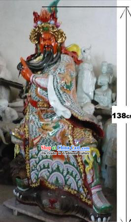 138cm High Impressive Chinese Shiwan Ceramics Gwan Gong Statue