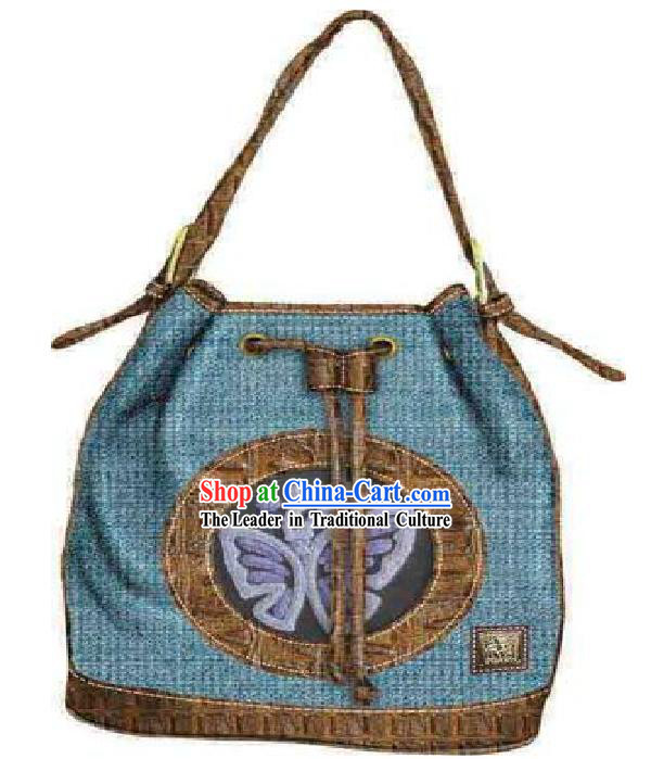 Hand Made and Embroidered Chinese Miao Minority Handbag for Women - Butterfly