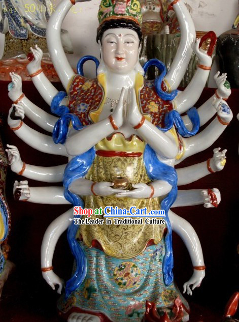 Chinese Classical Handmade Buddha Ceramics Statue