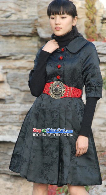 Chinese Classical Mandarin Handmade Long Outercoat for Women