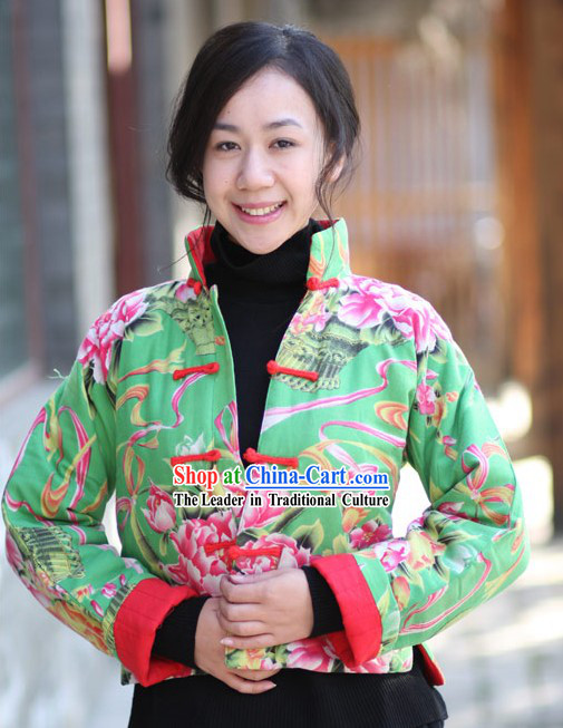 Chinese Classical Lucky Red Handmade Peony Jacket for Women