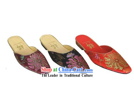 Chinese Traditional Handmade Satin Slipper _chrysanthemum_