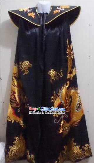 Chinese Ancient Emperor Embroidered Dragon Long Cape