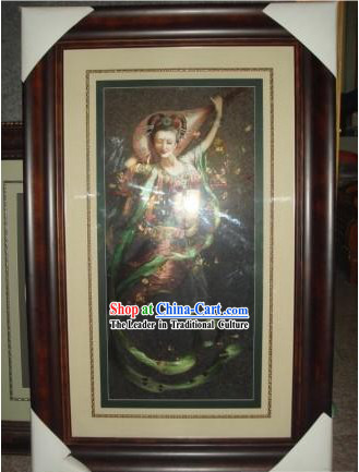 Supreme Chinese All Hand Embroidery Handicraft - Flying Fairy Playing Lute on the Back