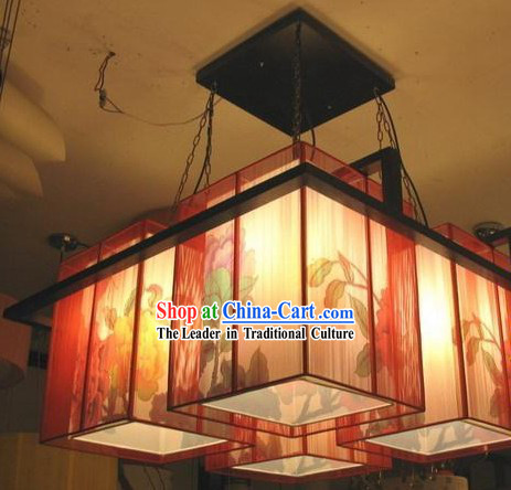 Stunning Chinese Large Peony Parchment Ceiling Lantern