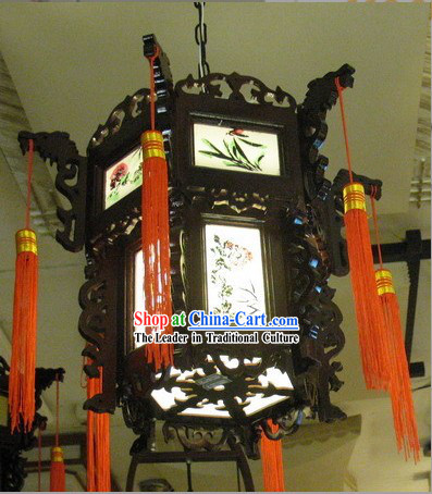 Chinese Classical Wooden Ceiling Palace Lantern - Ancient Plants