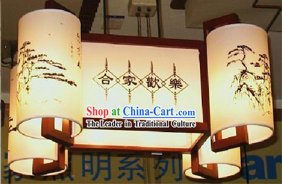 Traditional Book Volume Style Wood Palace Ceiling Lantern - He Jia Huan Le