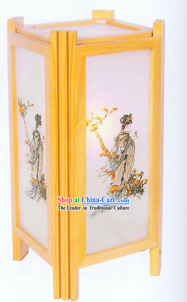 Chinese Hand Made Ancient Beauty Wooden Desk Lantern