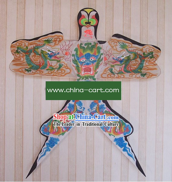 Chinese Classical Hand Painted and Made Swallow Kite - Five Dragons
