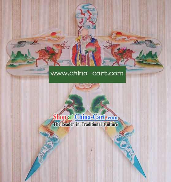 Chinese Classical Hand Painted and Made Swallow Kite - God of Longevity