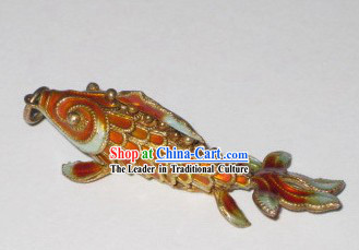 Chinese Traditional Cloisonne Silver Handicraft- Orange Goldfish