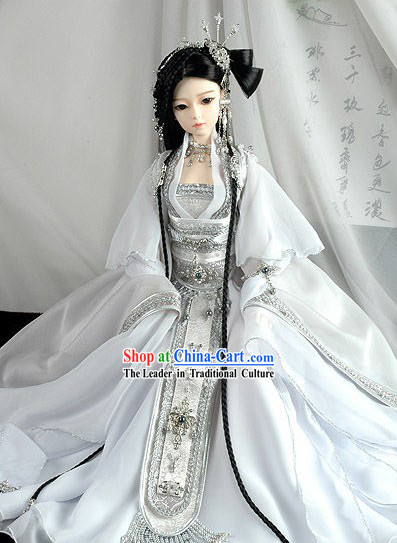 Supreme Chinese White Wedding Bride Veil Clothing Wig and Hair Decoration 