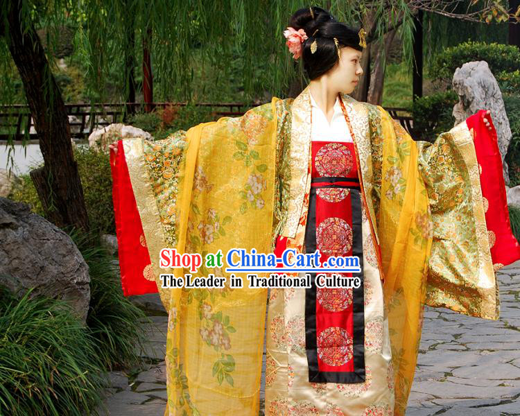 Ancient Chinese Tang Dynasty Princess Clothing and Headdress Complete Set