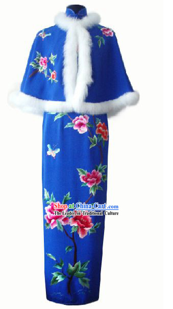 Chinese Traditional Cape and Long Cheongsam Complete Set