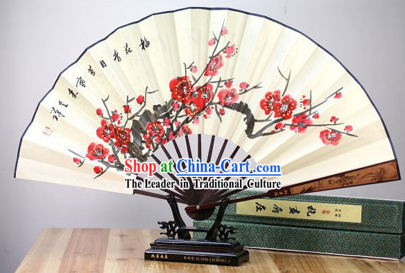 Chinese Hand Painted Plum Blossom Fan
