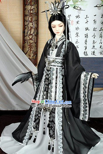 Chinese Ancient Prince Black Costume Complete Set BJD Ancient Chinese Traditional Dress Male