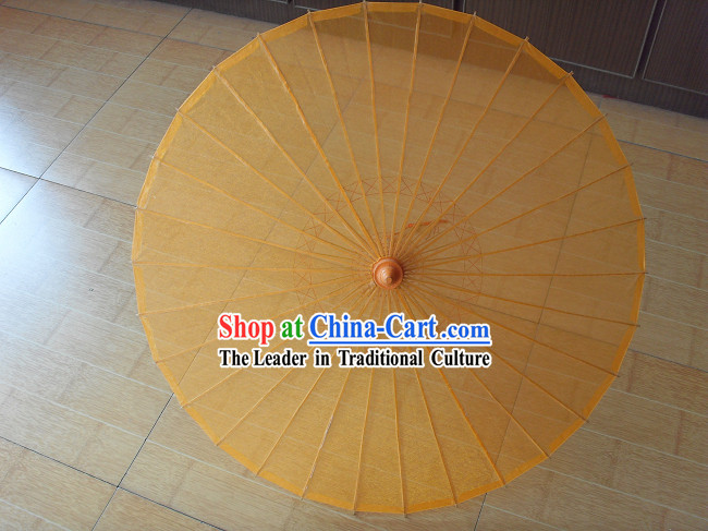 Chinese Hand Made Transparent Yellow Silk Dance Umbrella