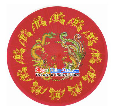 40 Inch Large Chinese Traditional Phoenix and Dragon Wedding Umbrella