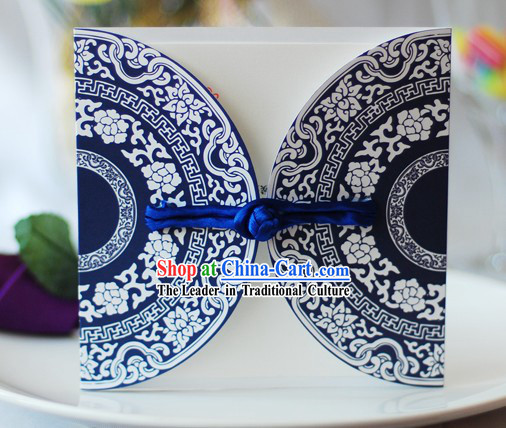 Supreme Hand Made Blue and White Porcelain Chinese Wedding Invitation Cards 