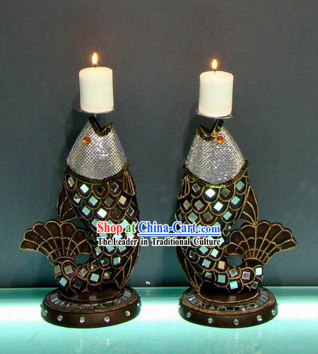 Southeast Asia Thai Arts Fish Candlestick