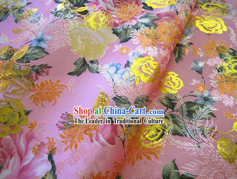 Pink Flower Brocade Fabric