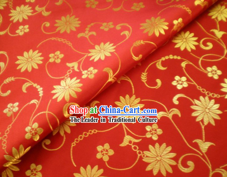 Golden Flower Brocade Fabric