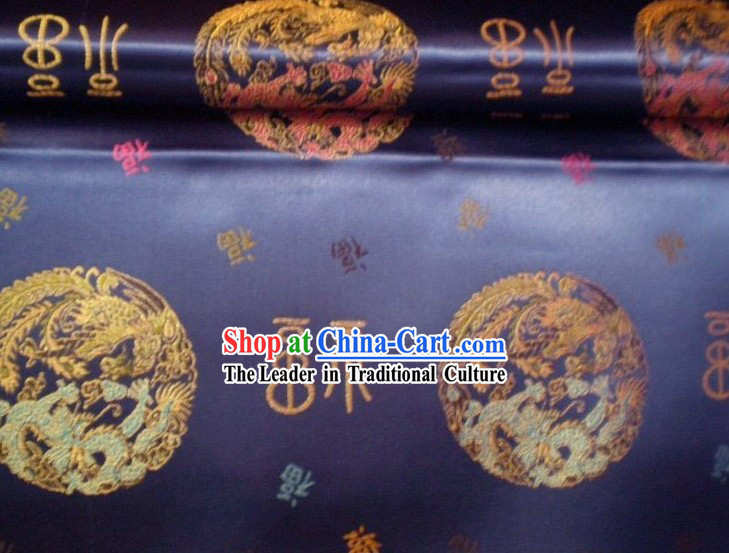 Traditional Dragon and Fu Brocade Fabric