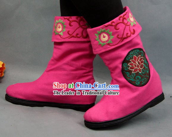 Chinese Embroidered Flower Cloth Boots