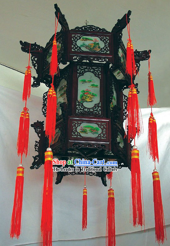 Chinese Oil Painting Palace Three Layers Ceiling Lantern