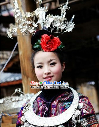 Chinese Miao Three Silver Phoenix Crown