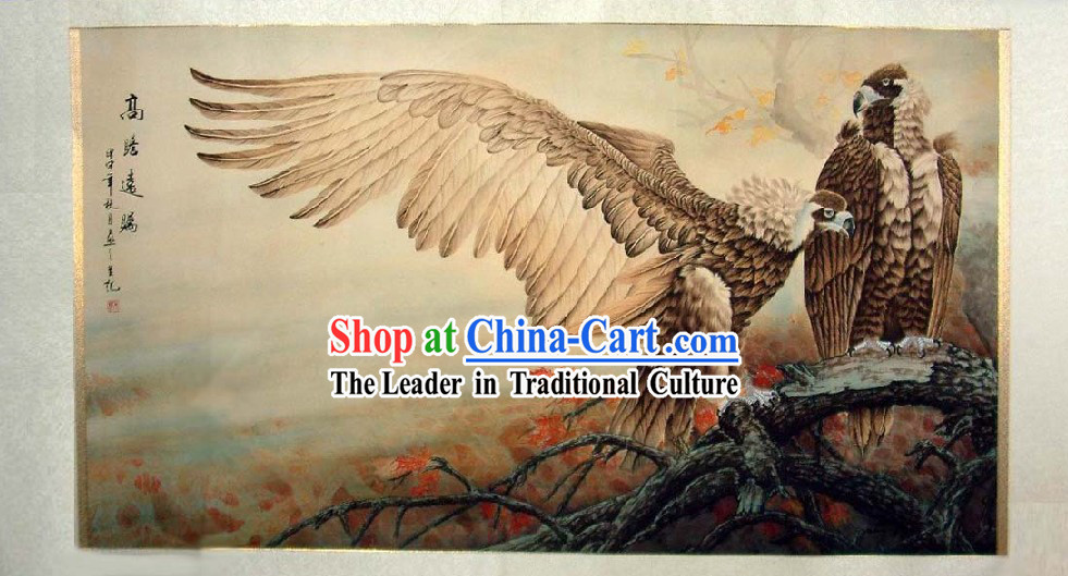 Traditional Chinese Eagle Painting by He Lin