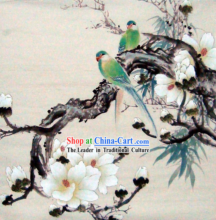 Traditional Chinese Birds and Flower Painting by Liu Lanting