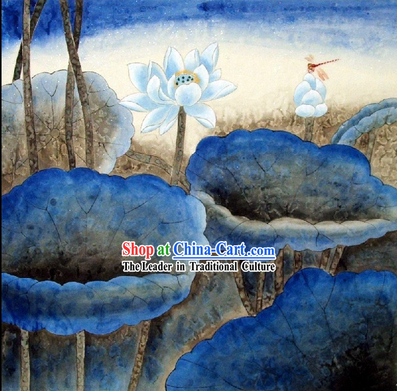 Traditional Chinese Lotus Painting by Qin Shaoping