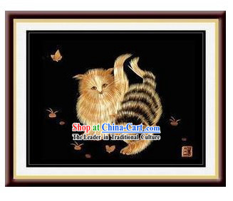 Chinese Handmade Grain Painting - Playing Cats