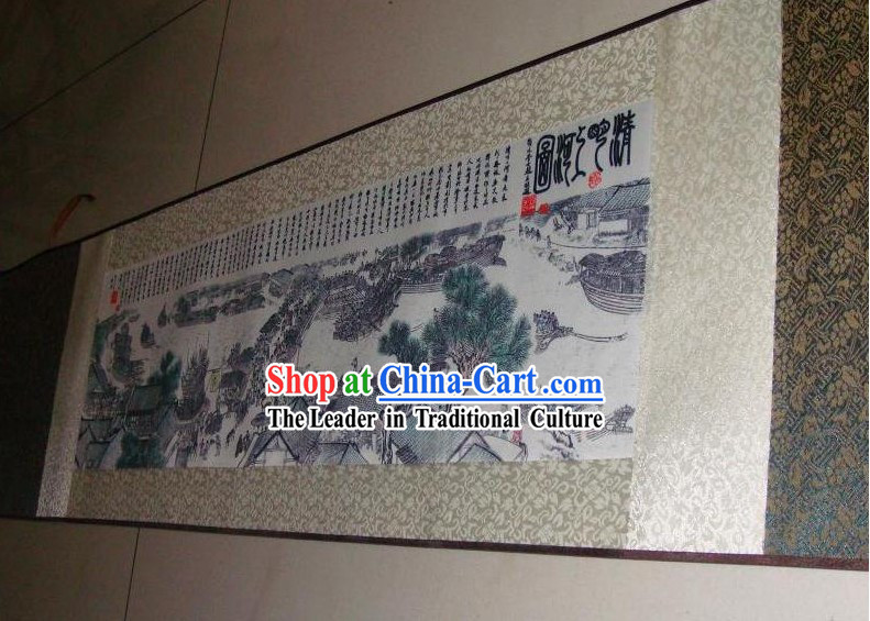 Traditional Chinese Silk Paintings - Riverside Scene at the Pure Moon Festival
