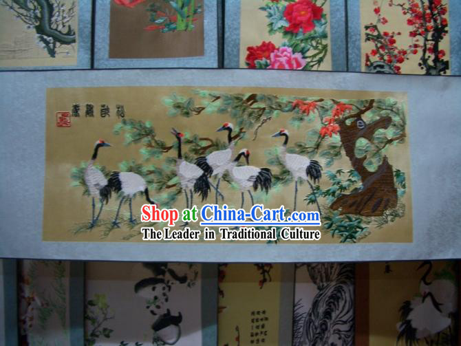 Chinese Silk Crane Painting
