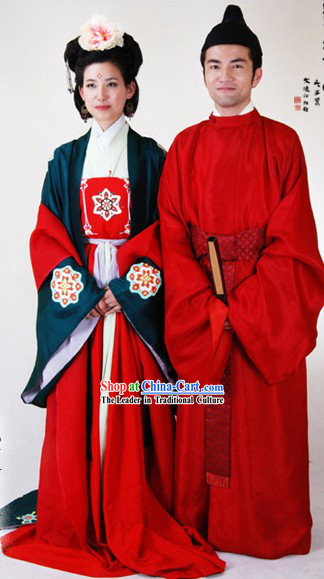 Chinese Ancient Costume Tang Dynasty Wedding Dresses 2 Complete Sets