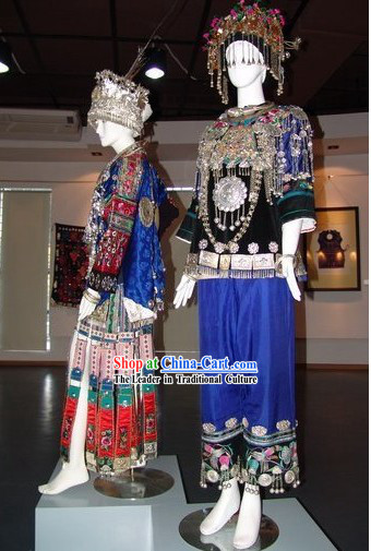 Traditional Miao Zu Costume 2 Complete Sets for Wedding