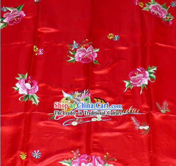 Chinese Hand Embroidery Bedcover-Mandarin Ducks and Peony