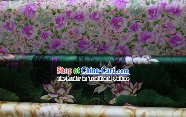 Traditional Green Lotus Pure Silk Fabric