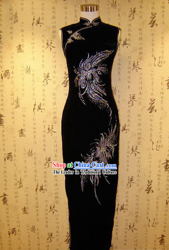 Traditional Handmade Velvet Cheongsam