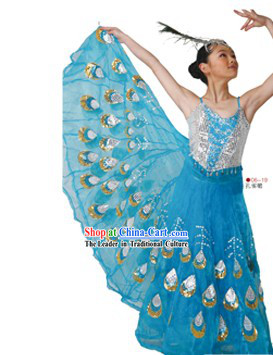 Chinese Traditional Peacock Dai Dance Costumes Complete Set