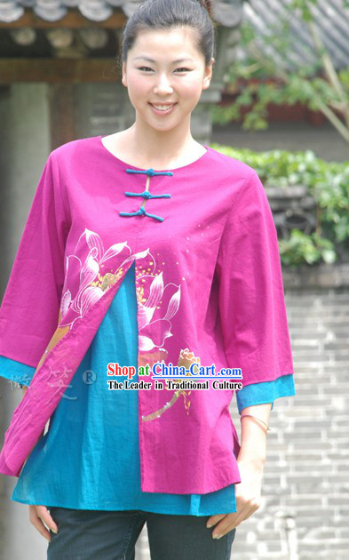 Chinese Original Painting Blouse for Women