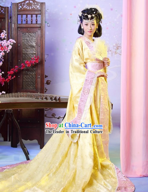 Chinese Classical Tang Dynasty Clothing Complete Set with Long Tail