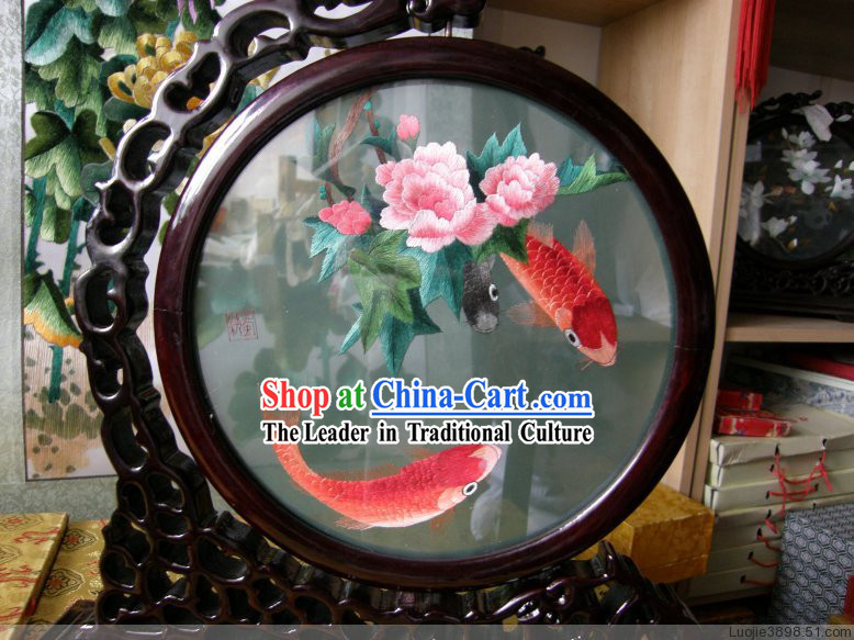 Chinese Double Sided Embroidery Fish Motif