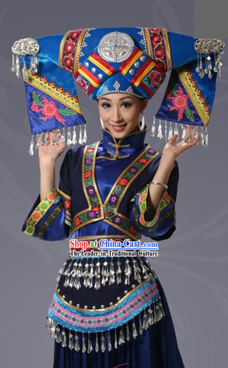 Chinese Buyi Minority Dress and Hat