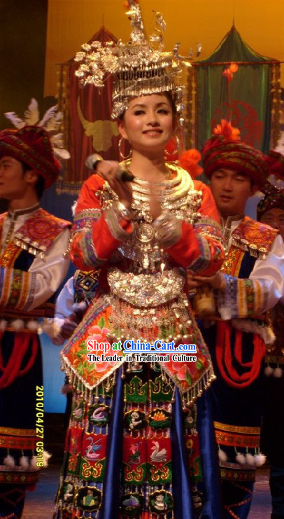 Chinese Traditional Miao Minority Clothing Complete Set