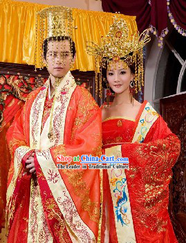 Chinese Dress on Chinese Emperor And Empress Wedding Dress 2 Complete Sets